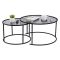 Tavolino da Salotto Nero set di 2 Tavolini Forma Circolare 80x80x43h cm, Sfumatura Colore Ripiano Fume - Aedion