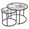 Tavolino da Salotto Nero set di 2 Tavolini Forma Rotondo 60x60x43h cm, Materiale Piano in Vetro - Xaden