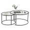 Tavolino da Salotto Nero set di 2 Tavolini Peso Massimo Supportato 10 kg Forma Rotonda 80x80x43h cm, Materiale Piano in Vetro - Aedion