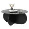 Tavolino da Salotto Nero Trasparente Fume Forma Rotondo Colore Ripiano Trasparente 75x75x35h cm, Materiale Struttura in Vetro - Cugnoli