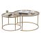 Tavolino da Salotto oro Bronzo set di 2 Tavolini Forma Circolare 80x80x43h cm, Materiale Struttura in Vetro - Aedion