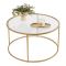 Tavolino da Salotto oro Forma Rotondo Materiale Piano in Vetro 80x80x43h cm, Colore Ripiano Trasparente - Moena