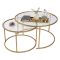 Tavolino da Salotto oro Piano in Vetro Temperato Forma Rotondo 80x80x43h cm, Materiale Piano in Vetro - Telti