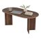 Tavolo Fisso Marrone Noce Scuro 6 Posti Forma Ovale 180x90x75h cm, Materiale Piano in Legno Nobilitato - Monterano