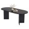 Tavolo Fisso Nero Frassinato 6 Posti Forma Ovale 200x90x75h cm, Materiale Piano in Legno Nobilitato - Nofalota