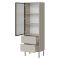 Vetrina Beige Nero 2 Ripiani 2 Cassetti 60x40x185h cm, Un'anta - Zanica