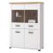 Vetrina Bianco Marrone Rovere Nodi 6 Ripiani Apertura Battente 103.5x41x143h cm, 4 Ante - Sarconi