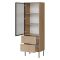 Vetrina Marrone Rovere Nero 2 Ripiani 2 Cassetti 60x40x185h cm, Un'anta - Zanica