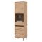 Vetrina Marrone Rovere Nodi Nero 4 Ripiani 2 Ante 55x40x193h cm, con Piedini, Anta e Ripiano Dettaglio Vetro - Ovodda