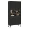 Vetrina Nero 6 Ripiani 2 Ante 91x40x193h cm, 2 Riapiani in Vetro - Lenega