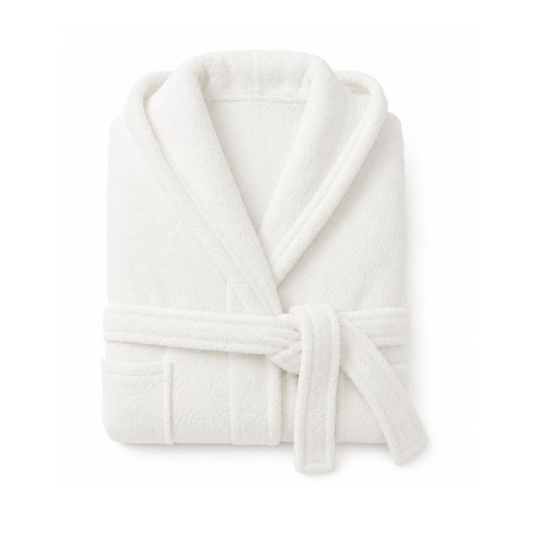 Accappatoio Bianco 100% cotone Con cappuccio , Taglia L - Satotite Luxury