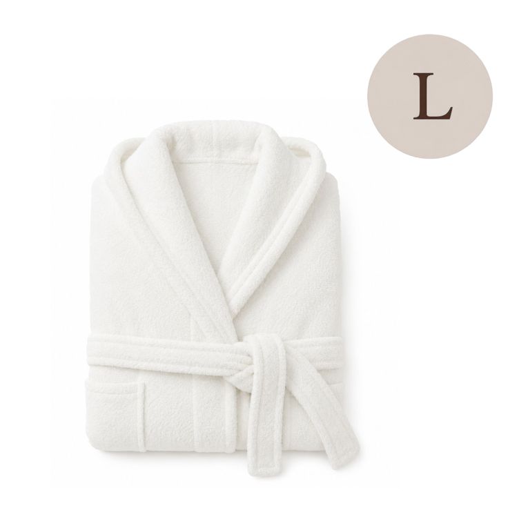 Accappatoio Bianco 100% cotone Con cappuccio , Taglia L - Satotite Luxury