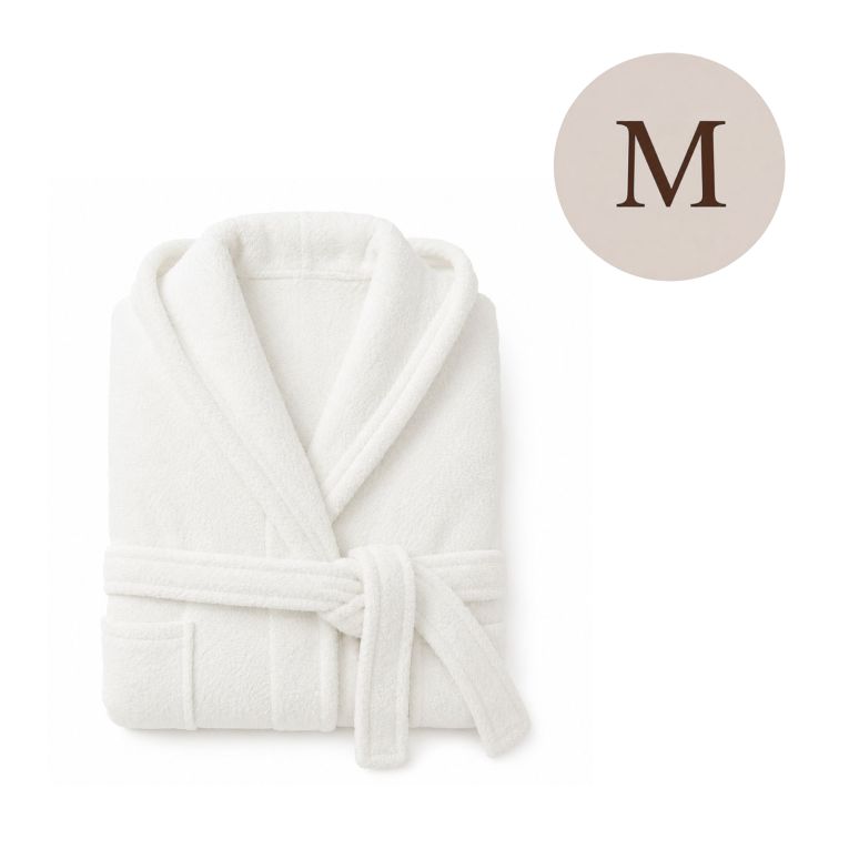 Accappatoio Bianco 100% cotone Con cappuccio, Taglia M - Satoka Luxury