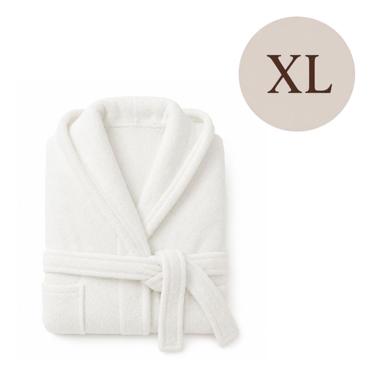 Accappatoio Bianco 100% cotone Con cappuccio, Taglia XL - Satiza Luxury