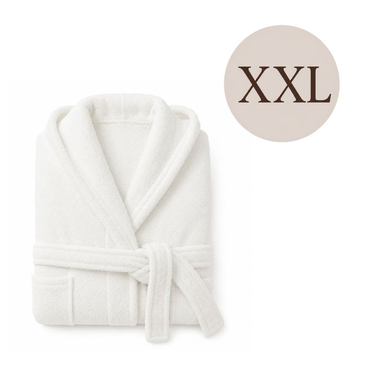 Accappatoio Bianco 100% cotone Con cappuccio, Taglia XXL - Satina Luxury