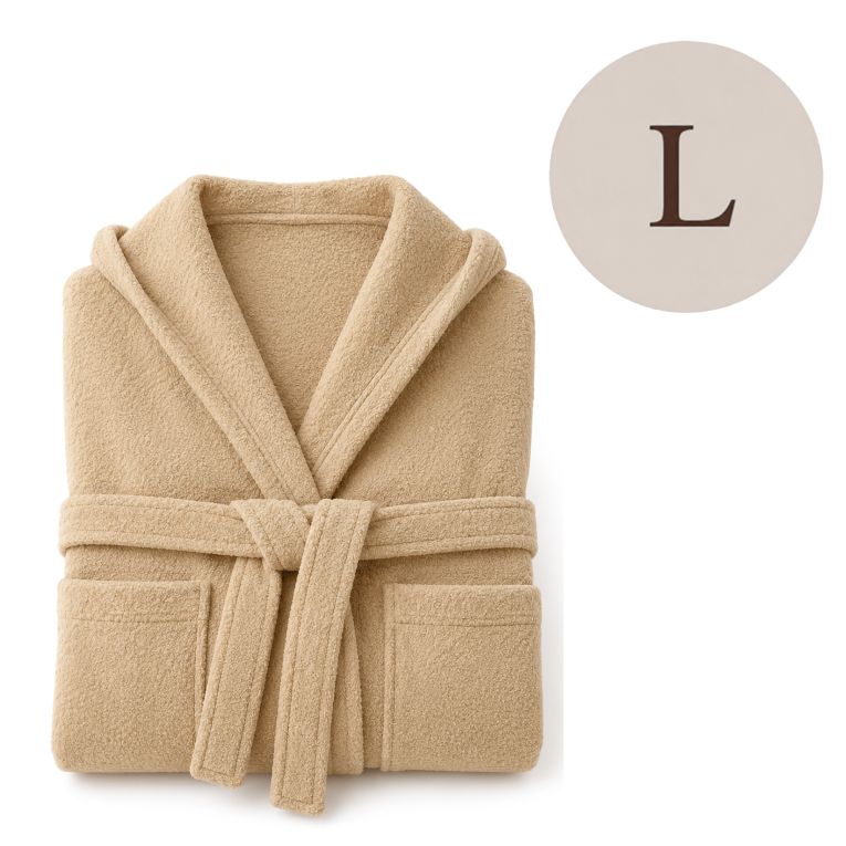 Accappatoio Bianco Crema 100% cotone Con cappuccio , Taglia L - Satotite Luxury