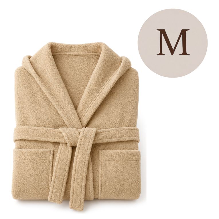 Accappatoio Bianco Crema 100% cotone Con cappuccio , Taglia M - Satoka Luxury