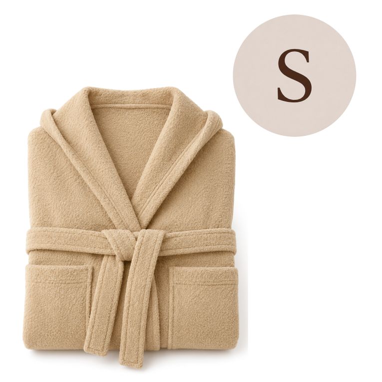 Accappatoio Bianco Crema 100% cotone Con cappuccio , Taglia S - Satofa Luxury