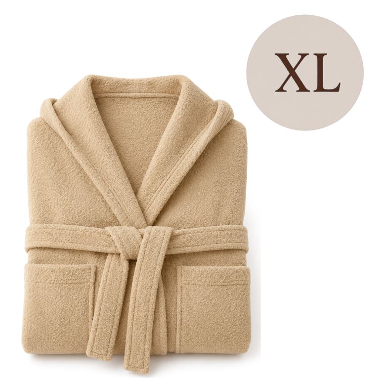 Accappatoio Bianco Crema 100% cotone Con cappuccio , Taglia XL - Satiza Luxury