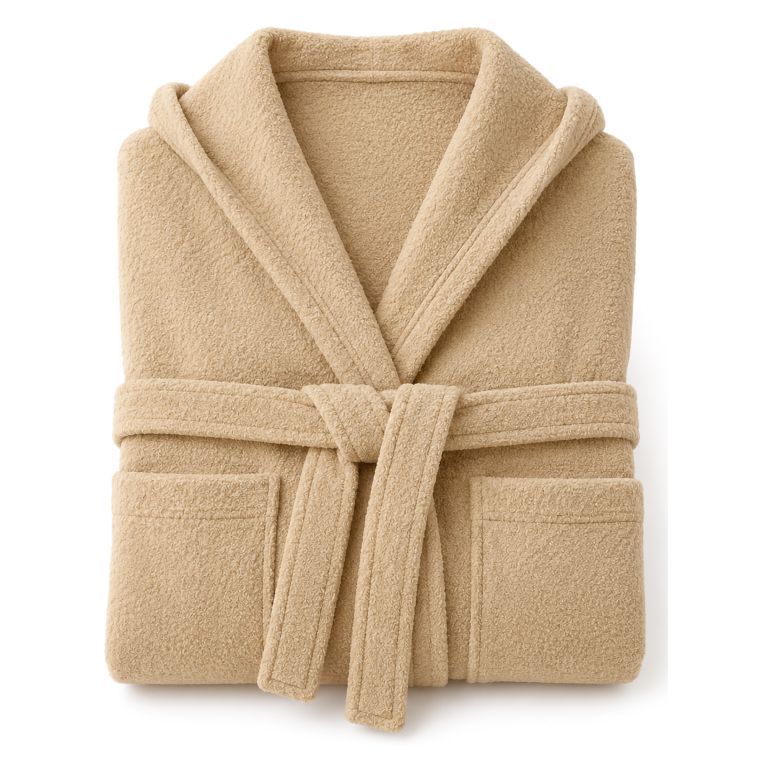 Accappatoio Bianco Crema 100% cotone Con cappuccio , Taglia XXL - Satina Luxury