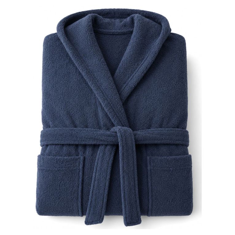Accappatoio blu 100% cotone Con cappuccio, Taglia L - Satotite Luxury