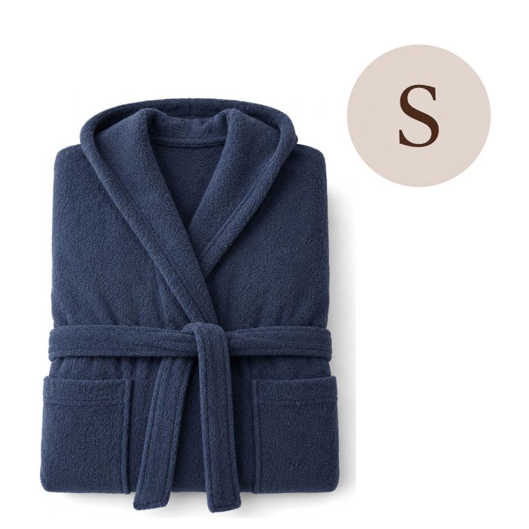 Accappatoio blu 100% cotone Con cappuccio, Taglia S - Satofa Luxury