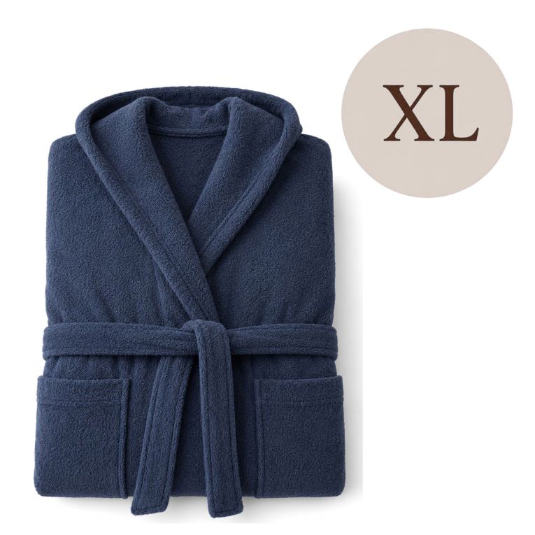 Accappatoio blu 100% cotone Con cappuccio, Taglia XL - Satiza Luxury