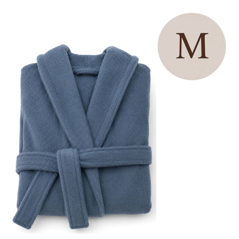 Accappatoio blu Fiordaliso 100% cotone Con cappuccio , Taglia M - Satoka Luxury
