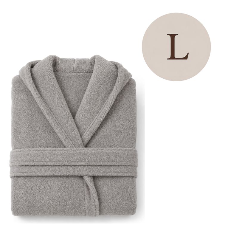 Accappatoio Grigio 100% cotone Con cappuccio , Taglia L - Satotite Luxury