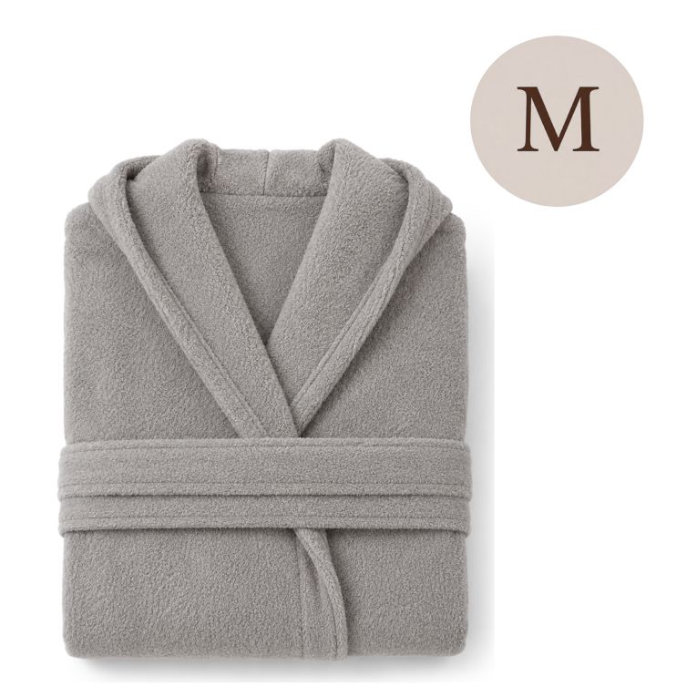 Accappatoio Grigio 100% cotone Con cappuccio, Taglia M - Satoka Luxury