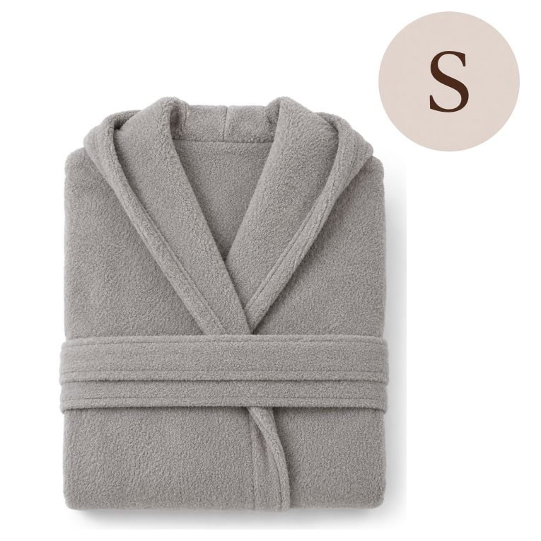 Accappatoio Grigio 100% cotone Con cappuccio, Taglia S - Satofa Luxury