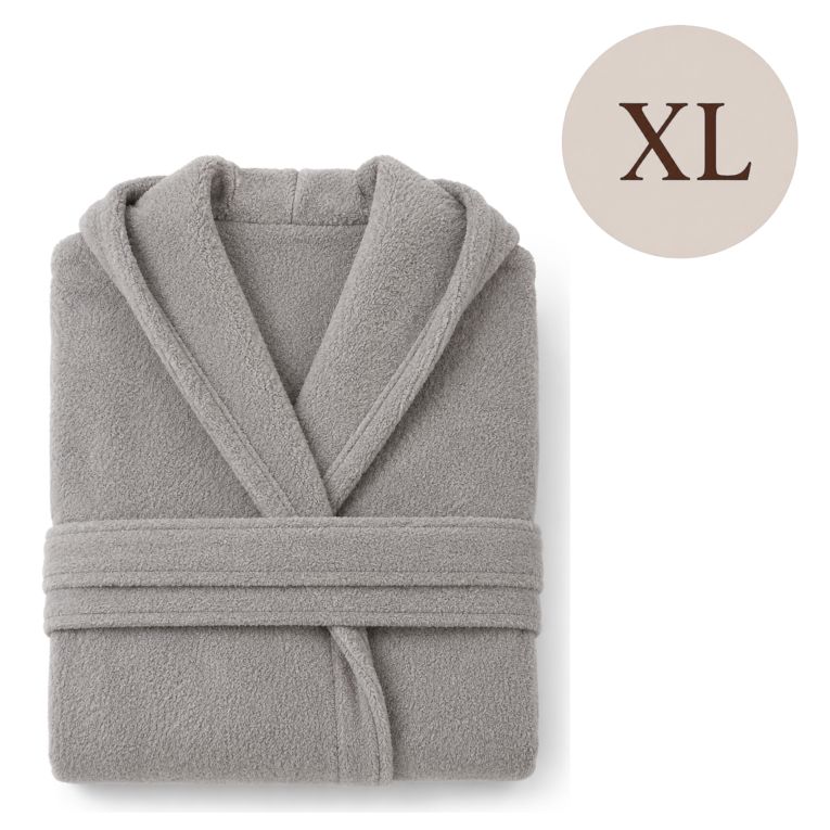 Accappatoio Grigio 100% cotone Con cappuccio, Taglia XL - Satiza Luxury