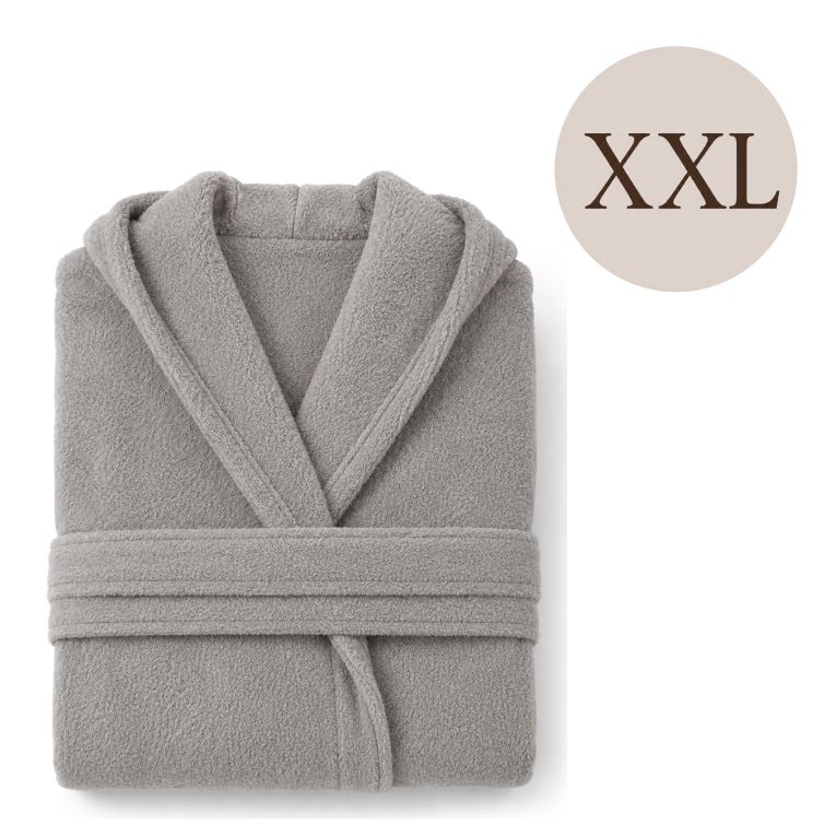 Accappatoio Grigio 100% cotone Con cappuccio, Taglia XXL - Satina Luxury