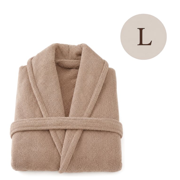 Accappatoio Marrone Sabbia 100% cotone Con cappuccio , Taglia L - Satotite Luxury
