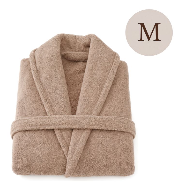Accappatoio Marrone Sabbia 100% cotone Con cappuccio , Taglia M - Satoka Luxury