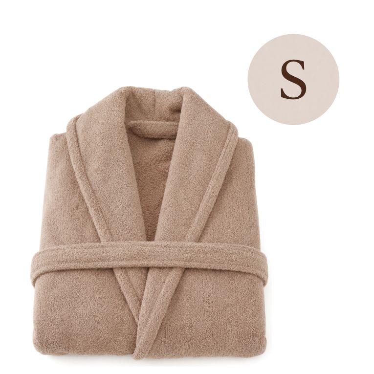 Accappatoio Marrone Sabbia 100% cotone Con cappuccio , Taglia S - Satofa Luxury