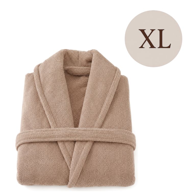 Accappatoio Marrone Sabbia 100% cotone Con cappuccio , Taglia XL - Satiza Luxury