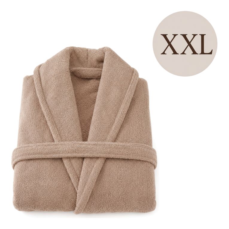 Accappatoio Marrone Sabbia 100% cotone Con cappuccio , Taglia XXL - Satina Luxury