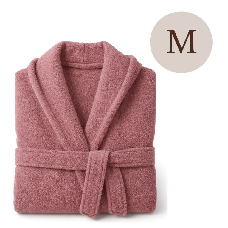 Accappatoio Rosa 100% cotone Con cappuccio, Taglia M - Satoka Luxury