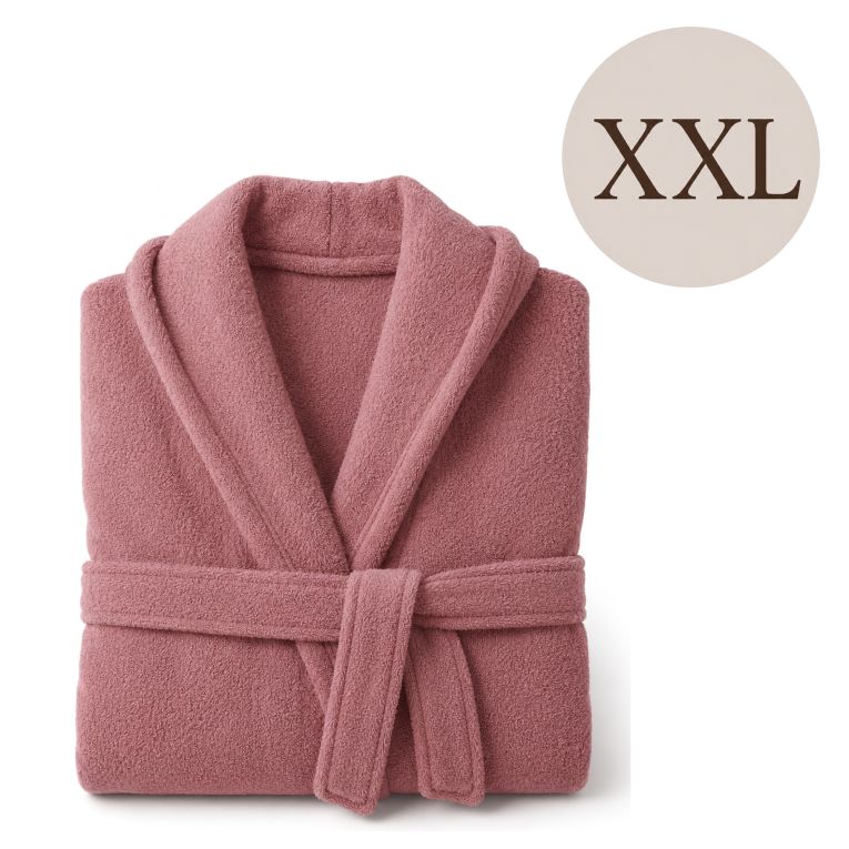 Accappatoio Rosa 100% cotone Con cappuccio, Taglia XXL - Satina Luxury