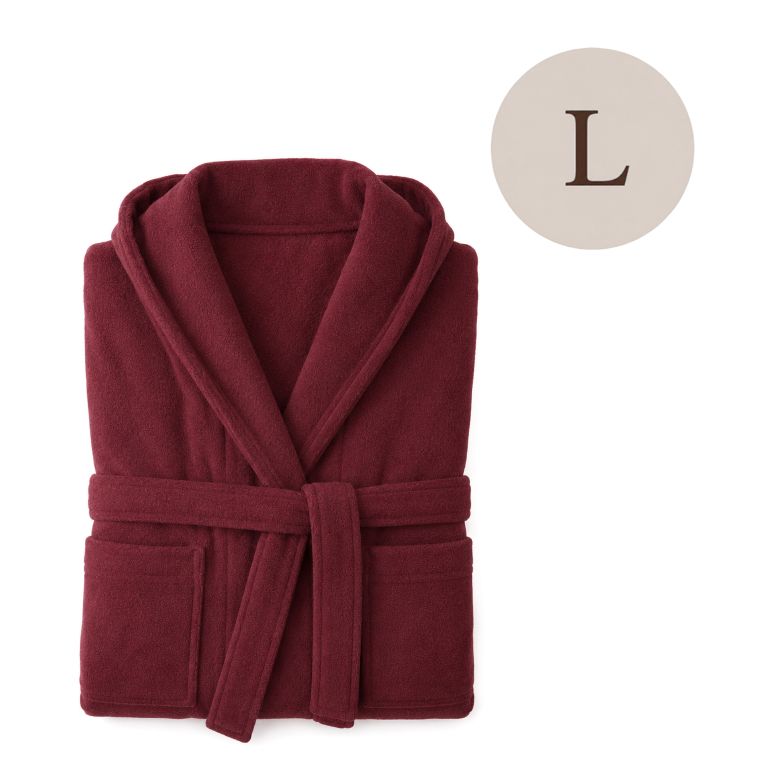Accappatoio Rosso Bordeaux 100% cotone Con cappuccio , Taglia L - Satotite Luxury