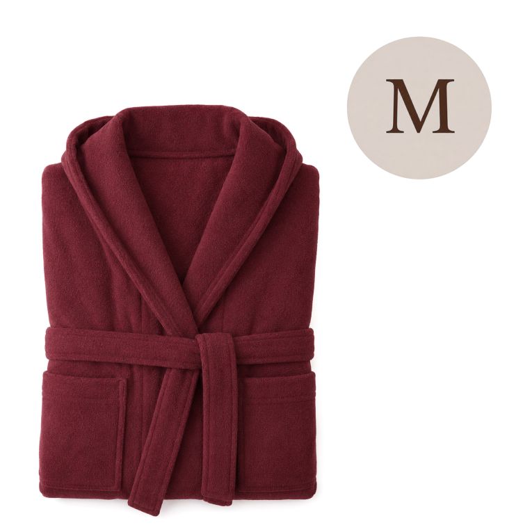 Accappatoio Rosso Bordeaux 100% cotone Con cappuccio , Taglia M - Satoka Luxury