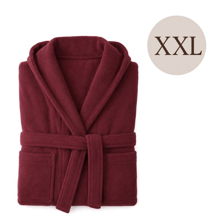 Accappatoio Rosso Bordeaux 100% cotone Con cappuccio , Taglia XXL - Satina Luxury