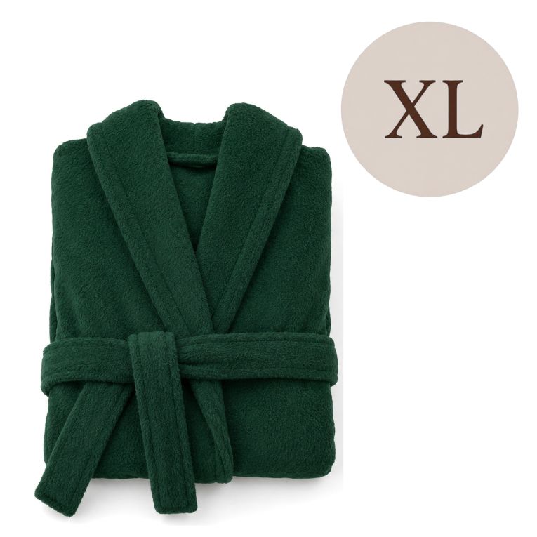 Accappatoio Verde Grigio 100% cotone Con cappuccio, Taglia XL - Satiza Luxury