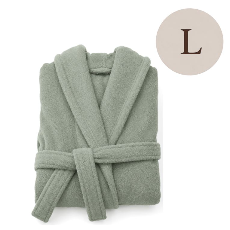 Accappatoio Verde Salvia 100% cotone Con cappuccio , Taglia L - Satotite Luxury