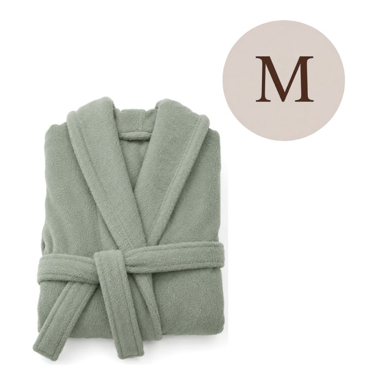 Accappatoio Verde Salvia 100% cotone Con cappuccio , Taglia M - Satoka Luxury