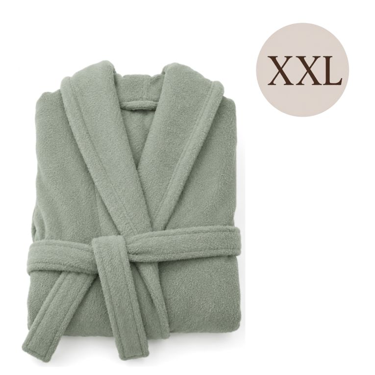 Accappatoio Verde Salvia 100% cotone Con cappuccio , Taglia XXL - Satina Luxury