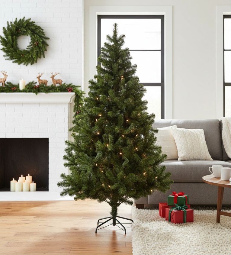 Albero di Natale 120 cm Verde 326 Rami Apertura Rami Singoli 120h cm, Ignifugo Ritardante di Fiamma - Evergreen