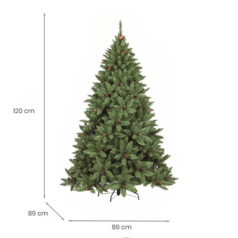 Albero di Natale 120 cm Verde 362 Rami Apertura Rami Singoli 120h cm, Ignifugo Ritardante di Fiamma - Lapland