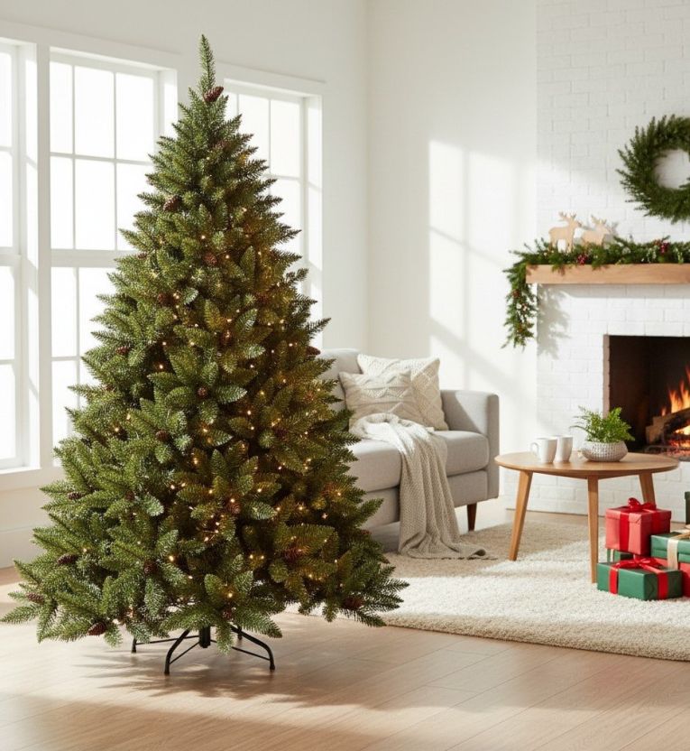 Albero di Natale 120 cm Verde 362 Rami Apertura Rami Singoli 120h cm, Ignifugo Ritardante di Fiamma - Lapland